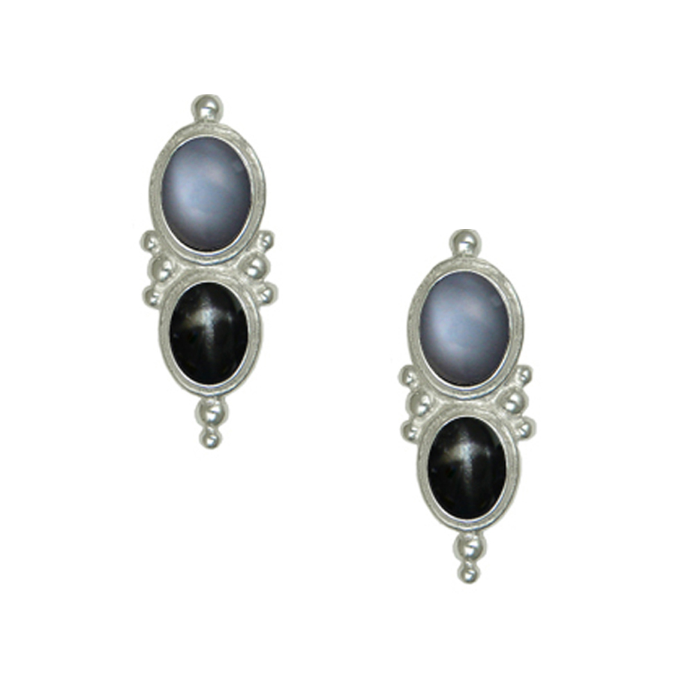 Sterling Silver Drop Dangle Earrings With Grey Moonstone